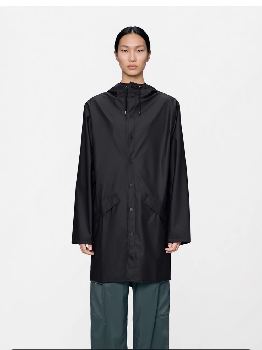 Rains Long Jacket Black grain